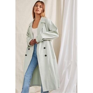 NWT FOREVER 21 Twill Double Breasted Trench Coat sz M